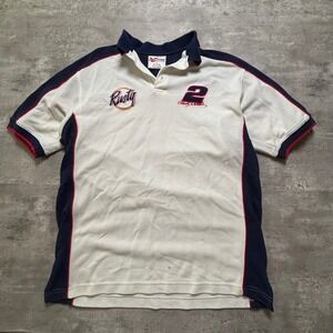 Chase Authentics Polo Shirt Extra Large White Rusty Wallace NASCAR Racing Pique
